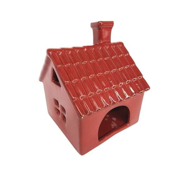 House Ceramic Pottery Redware Votive Candle Lantern Holder - Picture 4 of 9